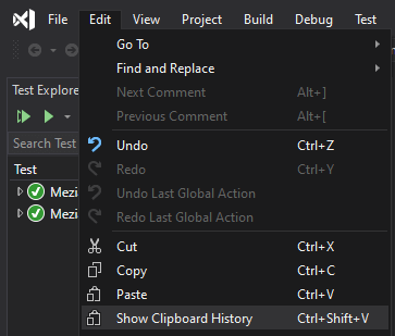 Accessing clipboard history from the menu