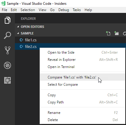 Comparing files using Visual Studio Code - Meziantou's blog