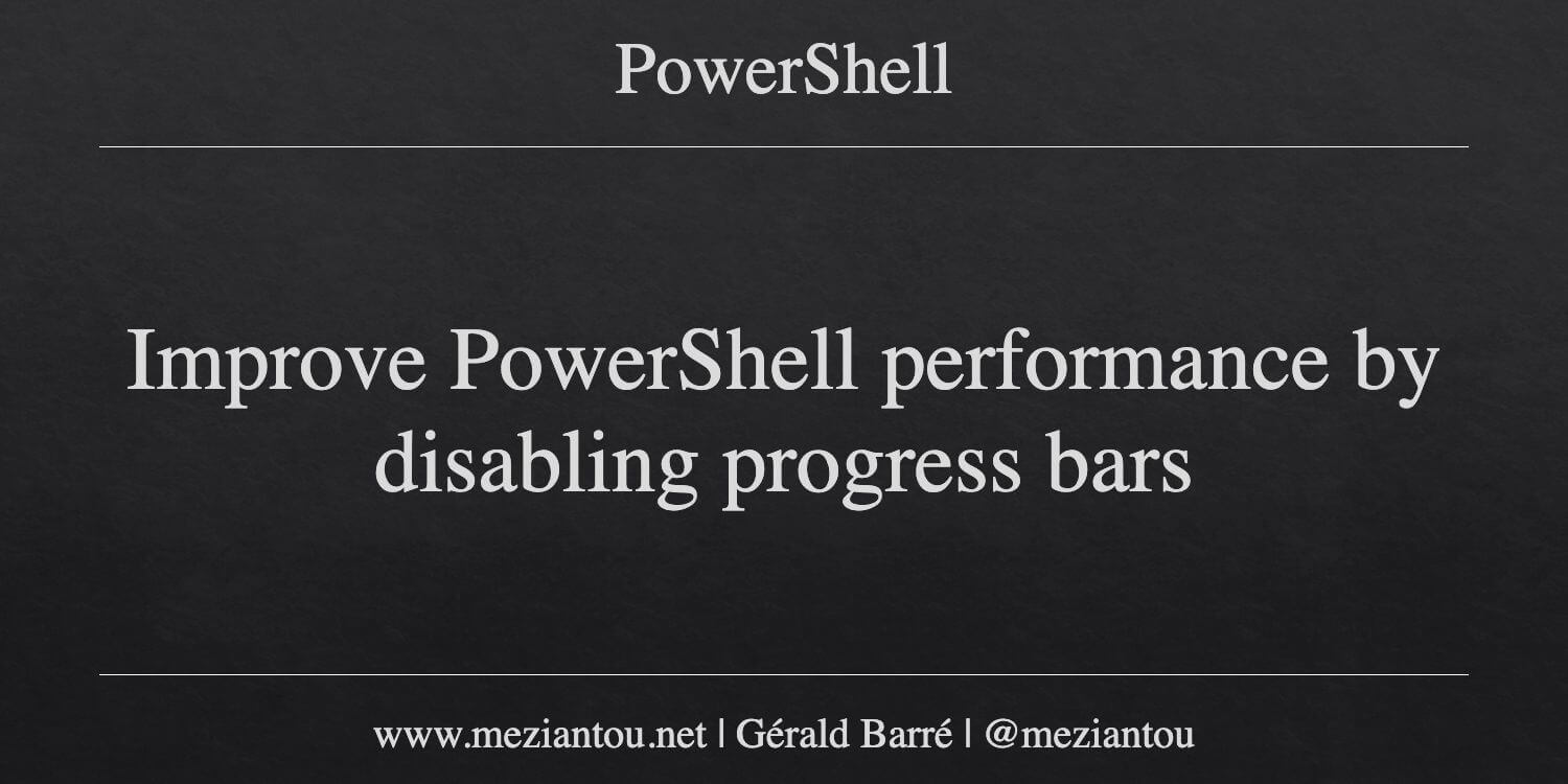 Fancy Powershell Loading Bars Improve PowerShell performance by disabling progress bars - Meziantou's ...