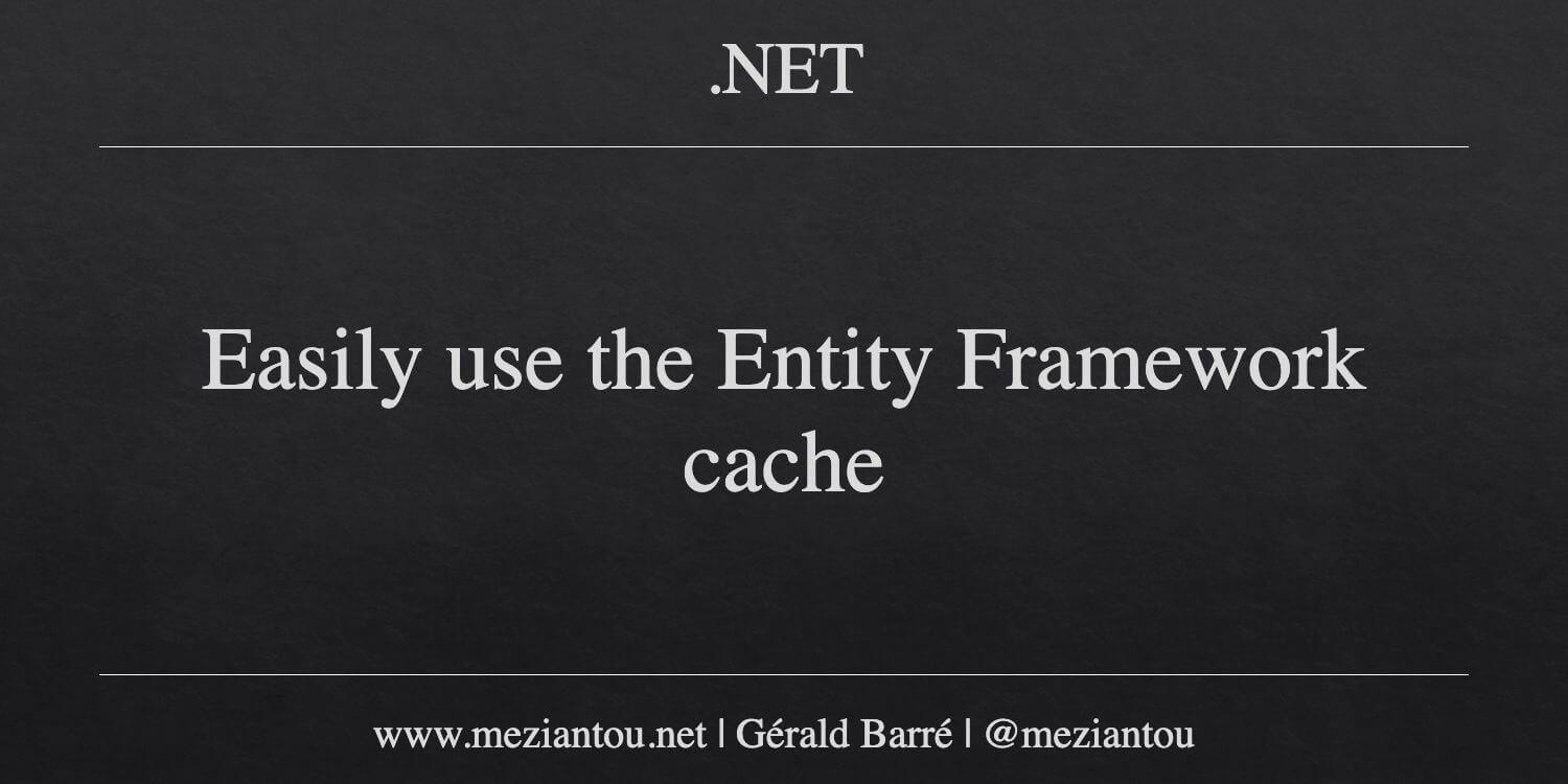 Easily use the Entity Framework cache - Meziantou's blog