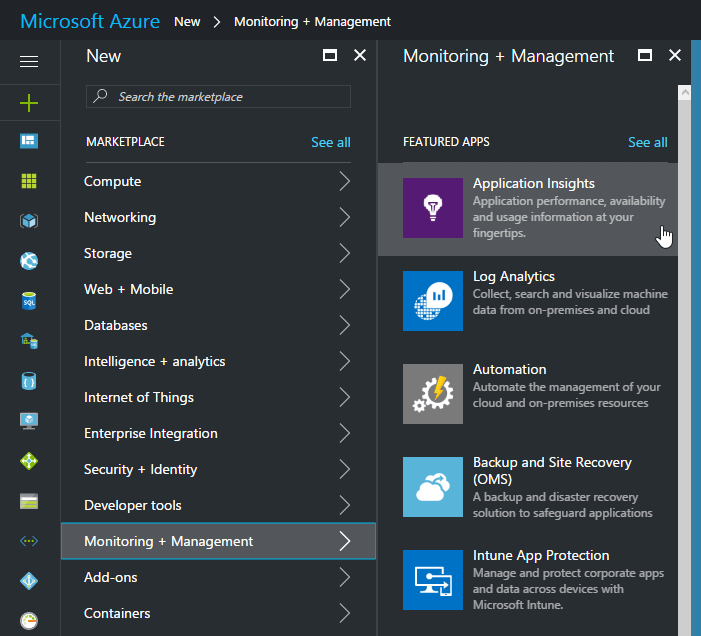 Create a new Azure Application Insights resource