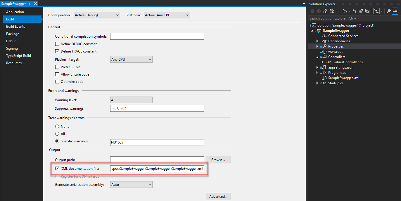 Enable XML Documentation in Visual Studio