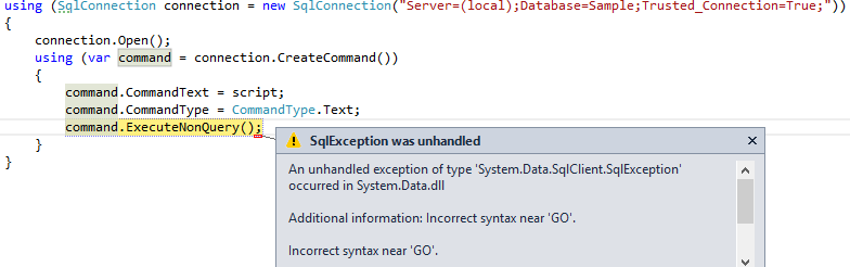 Run A Sql Batch Containing Go In C Meziantou S Blog