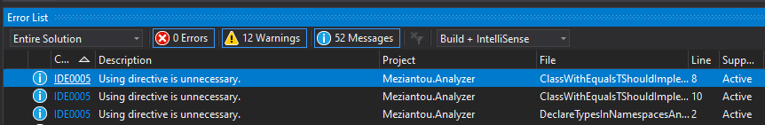 Show unnecessary imports in the Visual Studio's error window ...