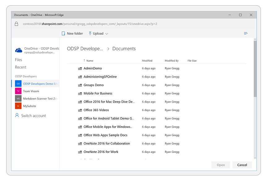 Using OneDrive File Picker in a website - Meziantou's blog