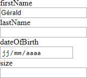 Generated form from the Person class