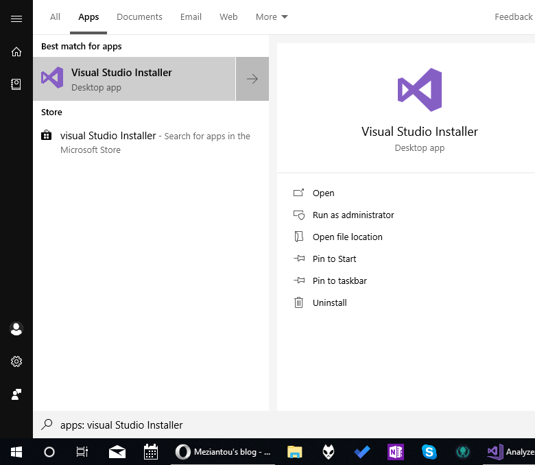 Open the Visual Studio Installer