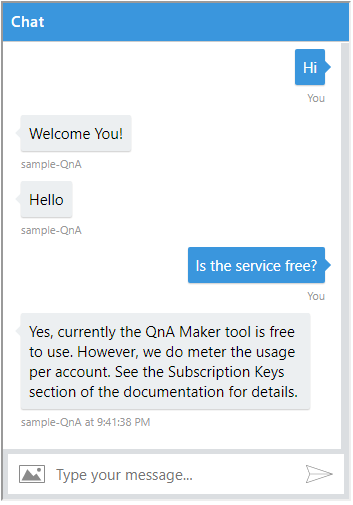 Web Chat to access the QnA bot